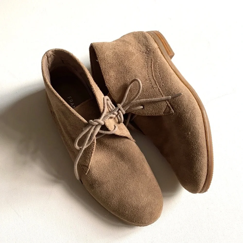 Franco Sarto Suede Tan Lace Up Boots, Size 6M‎